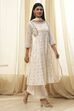 Cream-Colored Cotton Foil Printed Kalidar Suit Set image number 5