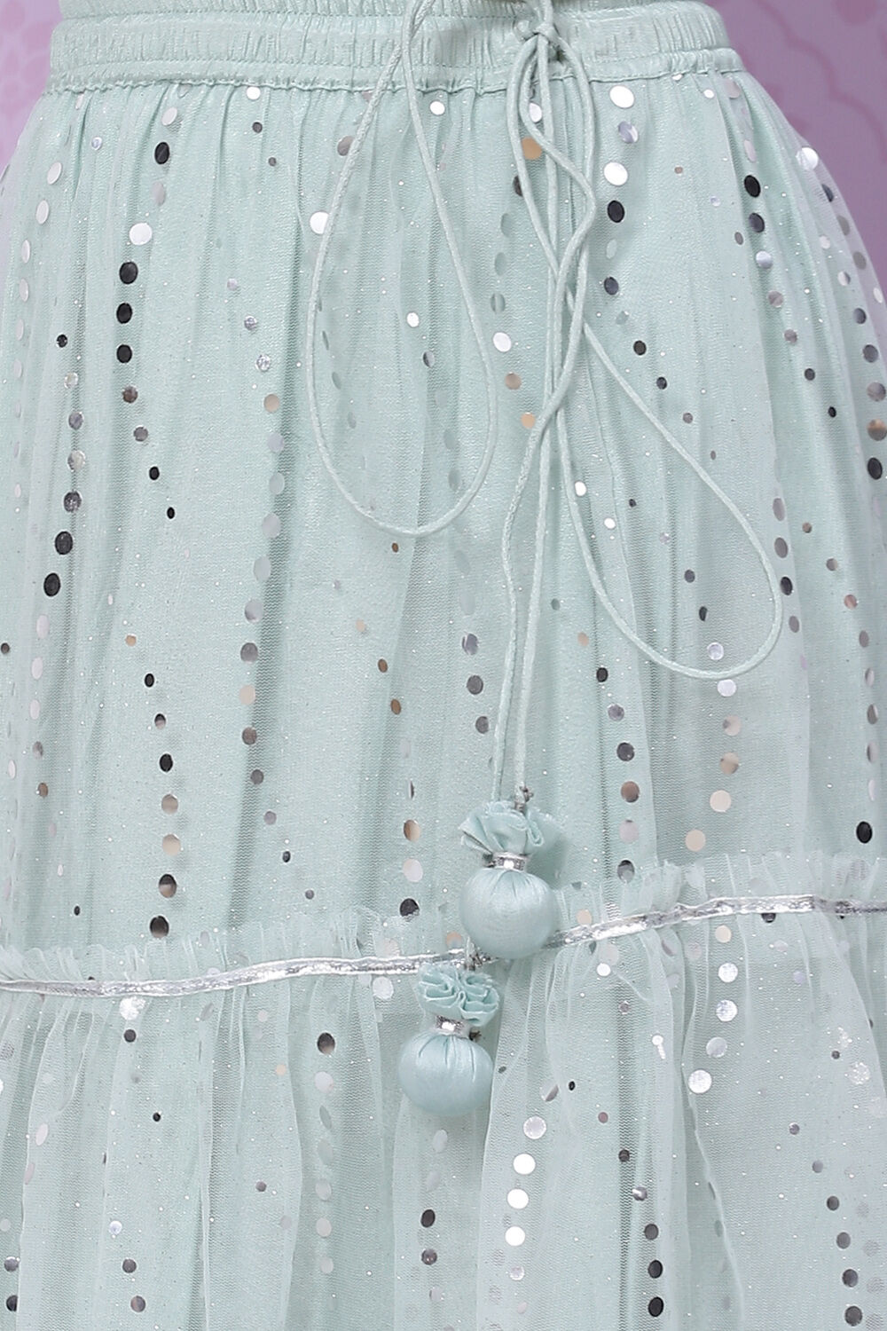 Powder Blue Art Silk Flared Lehenga Set image number 3