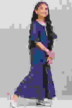 Blue Art Silk Straight Kurta Set image number 5