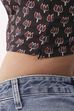 Black & Blue Cotton Floral Tie-Up Back Crop Top image number 7