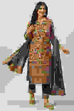 Black Cotton Straight Kurta Slim Pant Suit Set image number 7