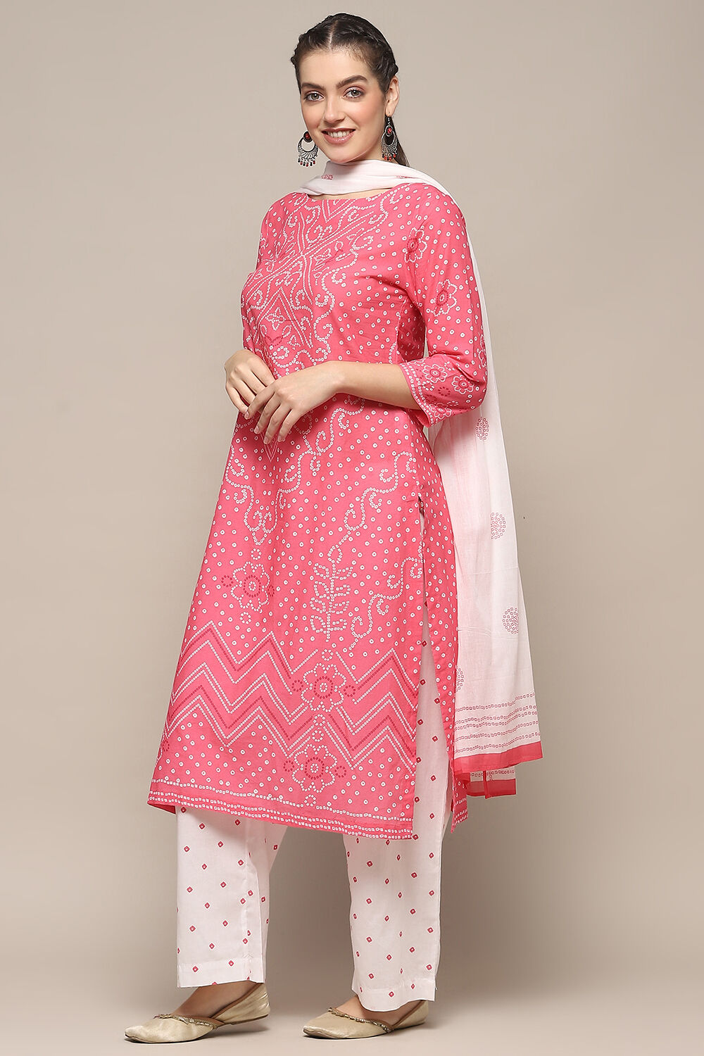 Pink Voile Straight Kurta Palazzo Suit Set image number 4