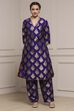 Purple Art Silk Printed Straight Co-ord Set image number 6