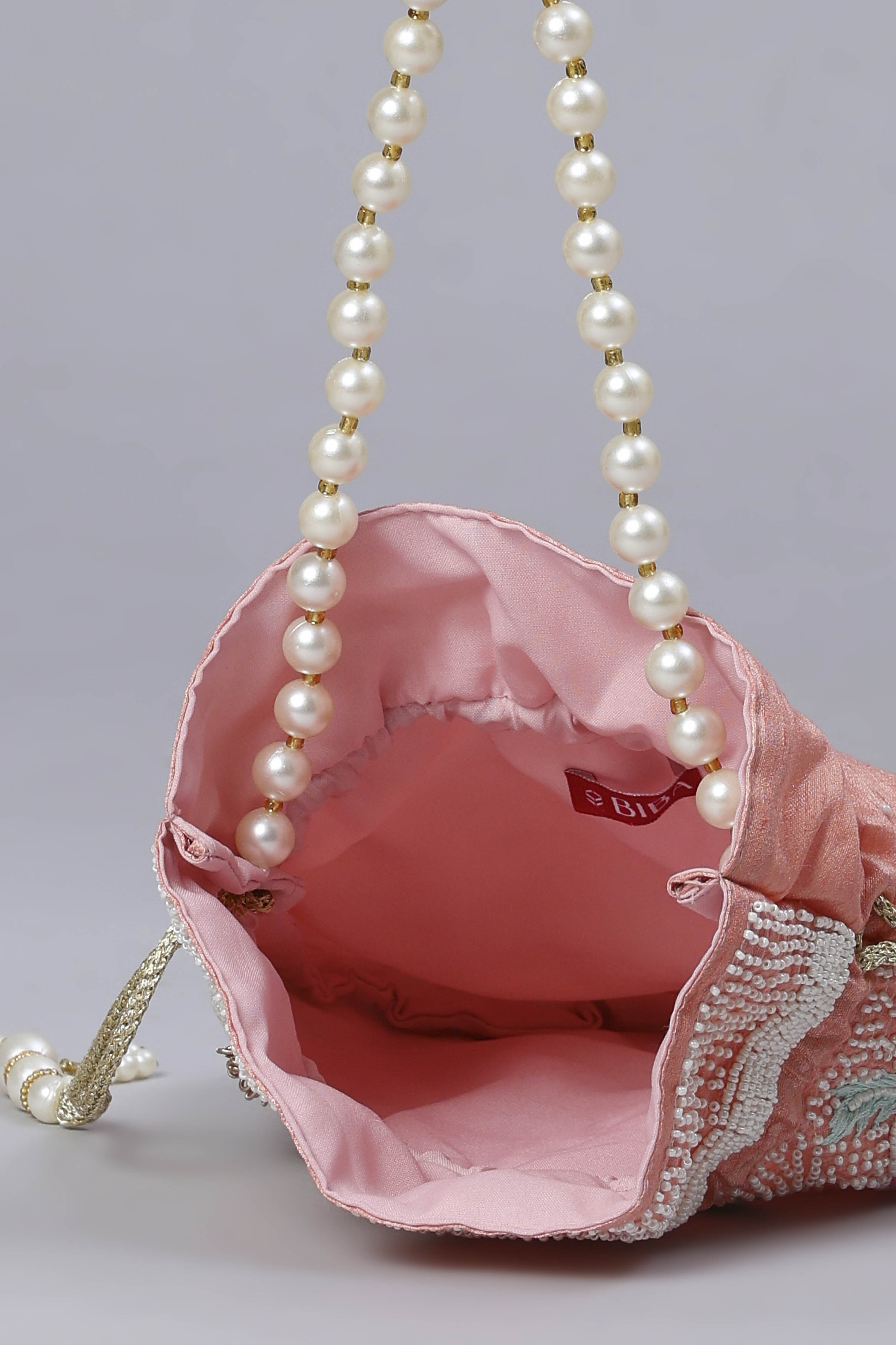 Pink Fabric Potli Bag image number 5