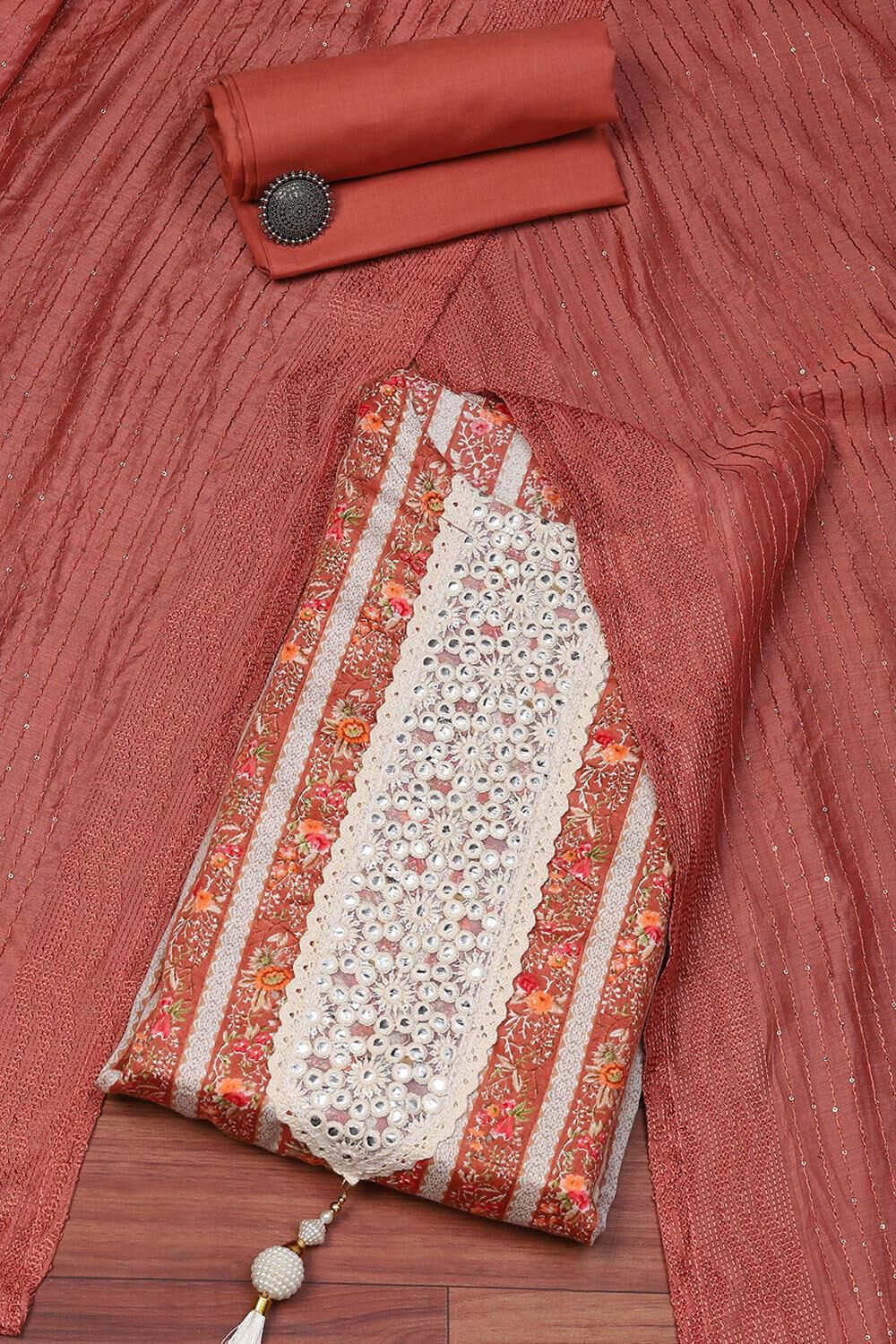 Multicolour Cotton Digital Print Unstitched Suit Set image number 0