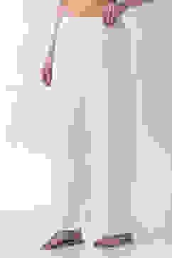 White Viscose Rayon Straight Palazzos image number 2