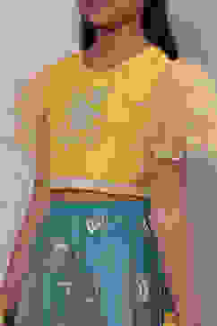 Yellow Art Silk Top With Flared Lehenga Set image number 1