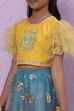 Yellow Art Silk Top With Flared Lehenga Set image number 1