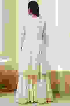 Off-White Cotton Metallic Flared Suit Set image number 4