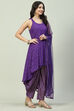 Purple Art Silk Asymmetric Kurta Dhoti Salwar Suit Set image number 5