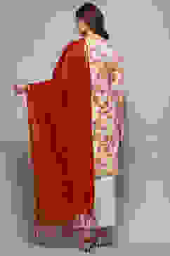 Red Cotton Blend Yard-Dyed Dupatta image number 3