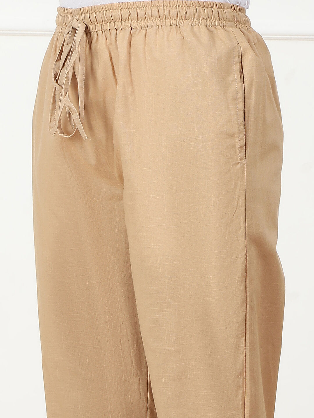 White Cotton Regular Solid Pants image number 1