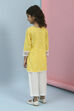 Yellow and White Cotton Printed Straight Kurta Set image number 4