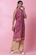 Purple Cotton Straight Printed Kurta image number 3