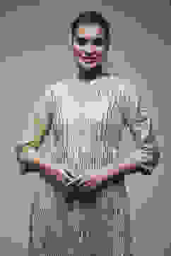 Gold Nylon Flared Cocktail Gown image number 5