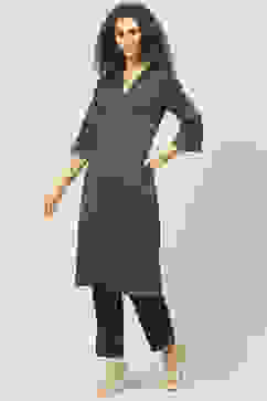 Forest Green Cotton Straight 2 Piece Set image number 3