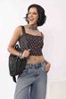 Black & Blue Cotton Floral Tie-Up Back Crop Top image number 6