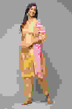 Yellow Modal A-Line Kurta Palazzo Suit Set image number 0