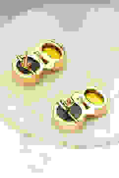 Yellow Black Brass Earrings image number 2