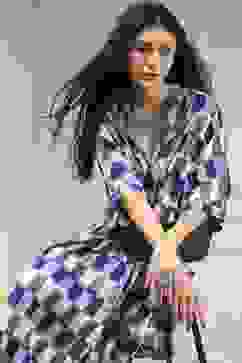 Indigo Cotton Flared Yarndyed Dress image number 0