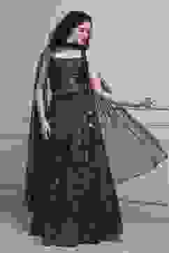 Blue Fitted Printed Lightweight Lehenga Set image number 0