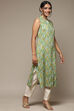 Green Rayon Straight Printed Kurta image number 3