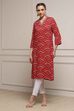 Red Viscose Rayon Straight Kurta