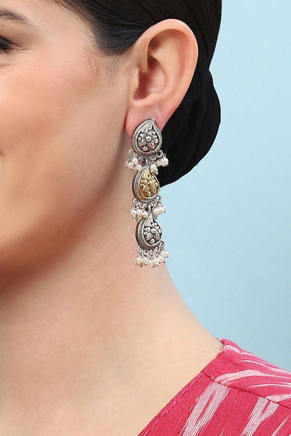 Dual Oxidised Brass Earrings image number 1