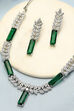 Emerald Green Brass Necklace Set image number 4