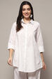 Lilac Cotton Straight Embroidered Shirt image number 5