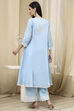 Blue Embroidered Kalidar Suit Set image number 4