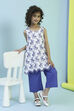 White and Blue Cotton Embroidered Straight Kurta Set image number 0