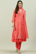 Coral Printed Layered Kurta Churidar Suit Set image number 0
