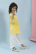 Yellow and White Cotton Printed Straight Kurta Set image number 5