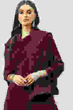 Maroon Acrylic Straight Suit Set image number 5