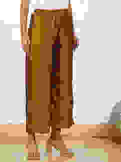 Gold-Toned Solid Mid-Rise Straight Palazzo image number 3