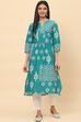 Green Cotton Straight Kurta image number 0