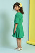 Green Cotton Schiffli Flared Dress image number 3