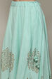 Aqua Blue Cotton Anarkali Kurta Lehenga Set image number 2