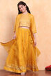 Yellow Printed Festive Fusion Set