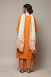 Off White Cotton A-Line Kurta Palazzo Suit Set image number 4