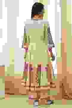 Beige Cotton Printed Anarkali Suit Set image number 4