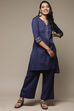 Blue Cotton Blend Straight Kurta Palazzo Suit Set image number 0