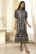 Black and Beige Cotton Printed Tiered Dress image number 0