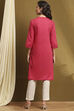Pink Cotton Blend Solid Straight Kurta image number 3