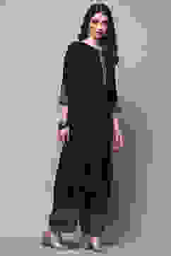 Black Rayon Straight Kurta Set image number 5