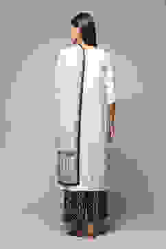 Off White Cotton A-Line Kurta Palazzo Suit Set image number 4