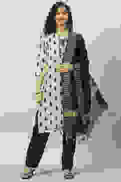 Green Cotton Unstitched Suit Set image number 0