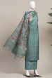 Peach Silk Tussar Handloom Unstitched Suit Set image number 4