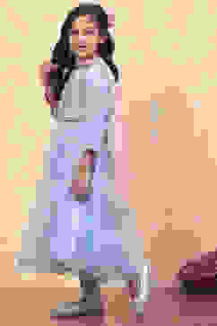 Blue Net Anarkali Suit Set image number 3